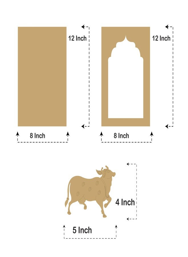 LET'S DIY لنصنع بأنفسنا نافذة من خشب MDF بتصميم محفور عليه وجه بقرة بيتشواي على كلا الجانبين وقاعدة مربعة الشكل لأعمال يدوية - مجموعة من قطعتين - Image 2